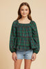 Green Holiday Plaid Blouse