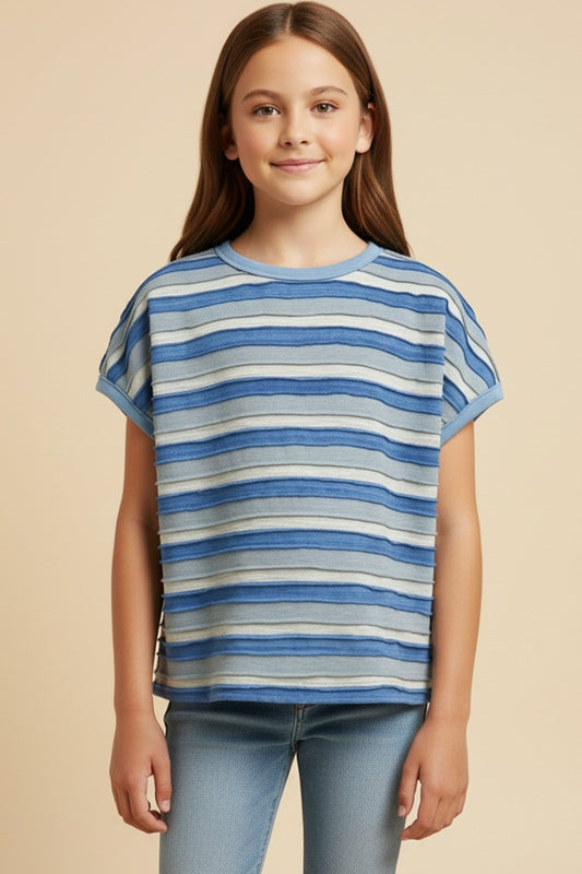 Girls Stripe Knit Boxy Tee