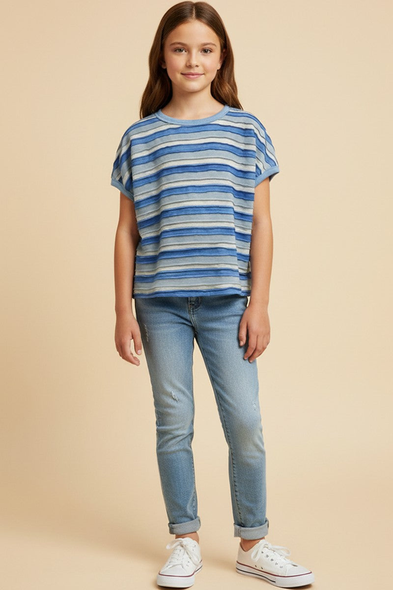 Girls Stripe Knit Boxy Tee