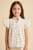 Girls Multicolor Polka Dot Pleated Blouse
