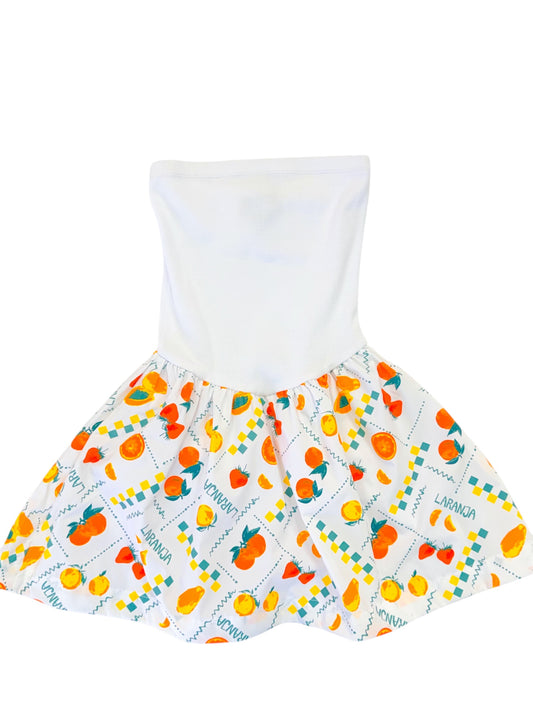 Cream Fruits Strapless Dress