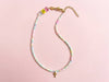 Beaded Necklace - Pastels w/ Gold Cross - Izzy