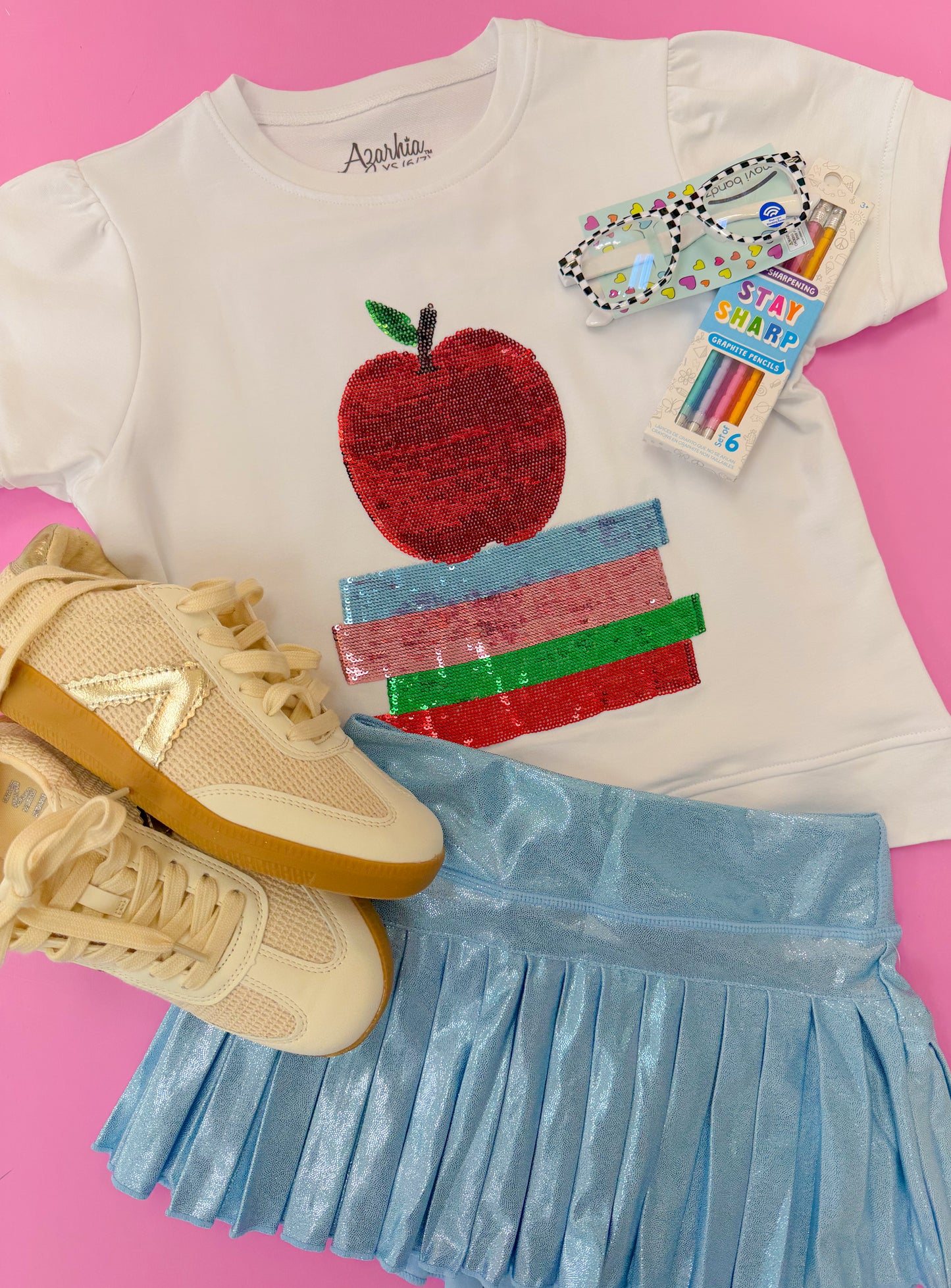 Sequin Apple White SS Holly Sweatshirt