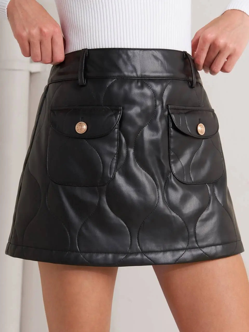 Quilted Faux Leather Skort