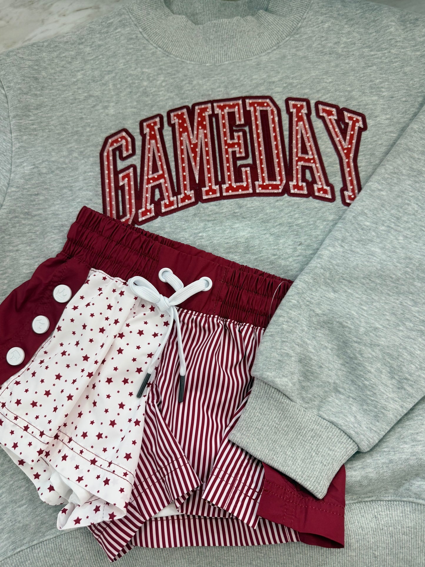 EXCLUSIVE Crimson Gameday Mockneck with Polka Dots - Oversized