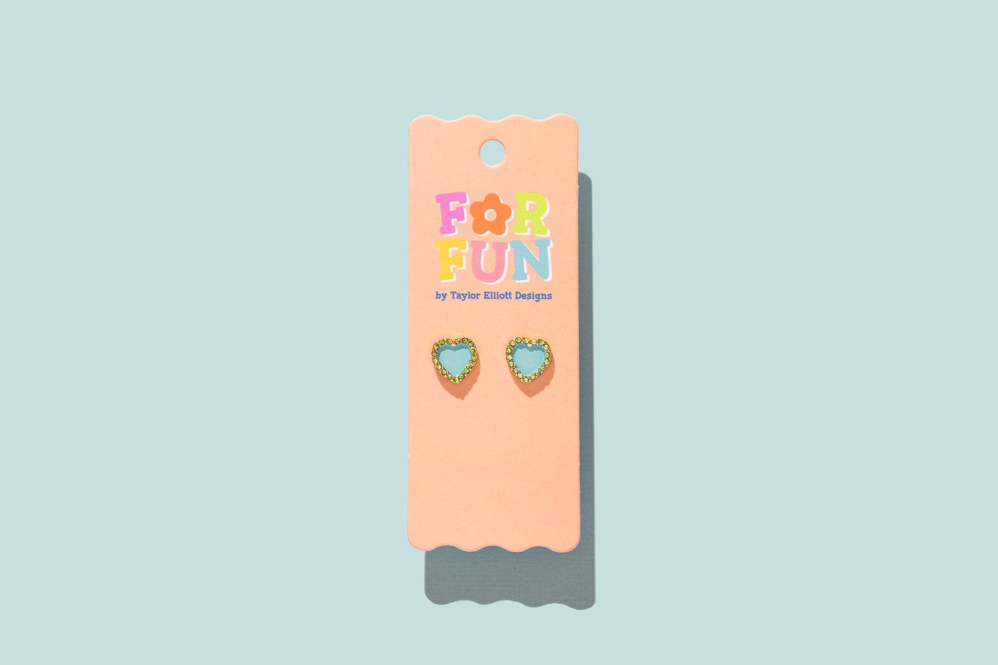 FOR FUN - Stud Earrings - Blue + Gold Hearts - Harper