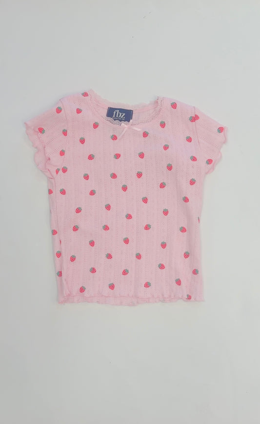 Pink Strawberry Pointelle Top