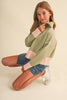 TWEEN KIDS GIRLS HALF ZIP COLLAR SWEATER