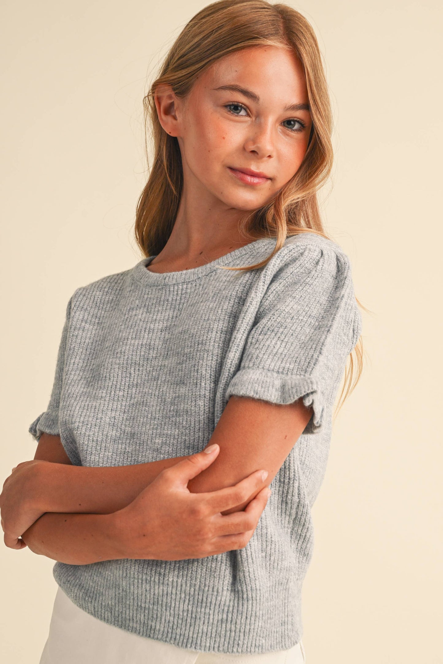 TWEEN KIDS GIRLS PUFF SLEEVE SWEATER