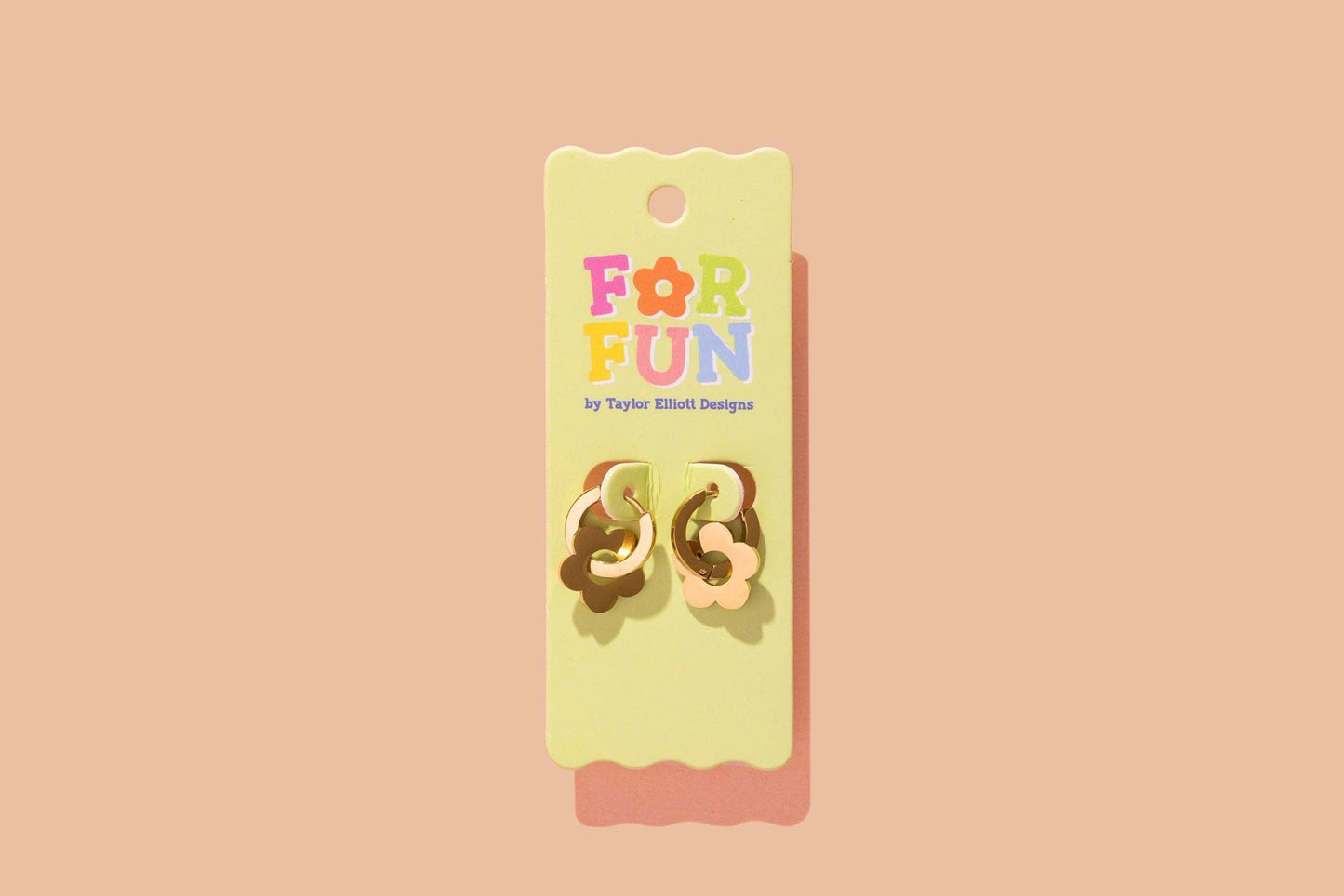 FOR FUN - Huggie Earrings - Gold Hoops + Flower Charm - Mila