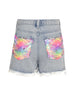 Sequin Distressed Denim Shorts