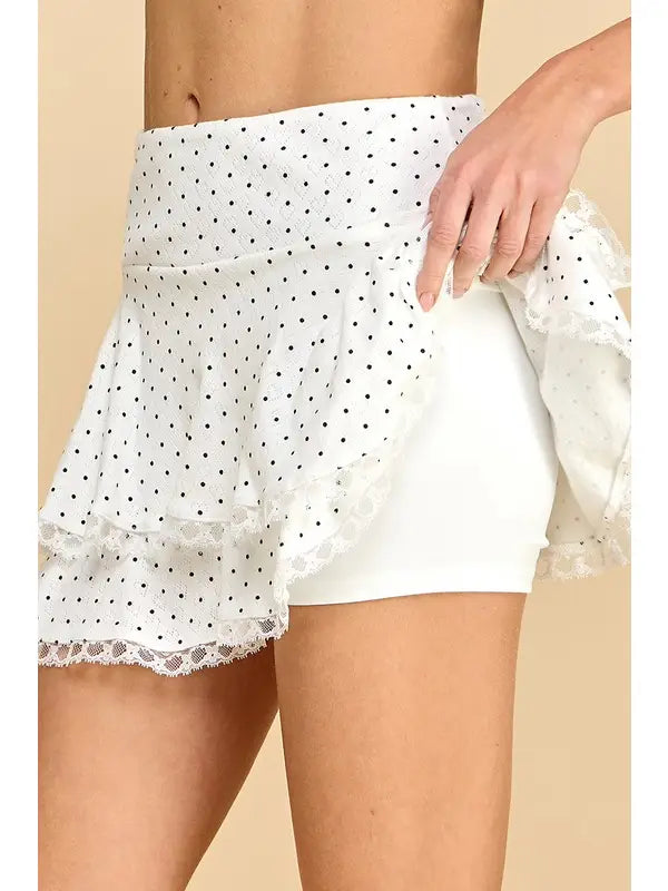 Motion Pointelle Polka Dot DOuble Layer SKort