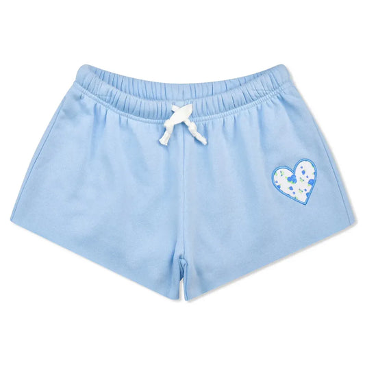 Blue Floral Heart Sweat Shorts