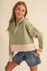 TWEEN KIDS GIRLS HALF ZIP COLLAR SWEATER