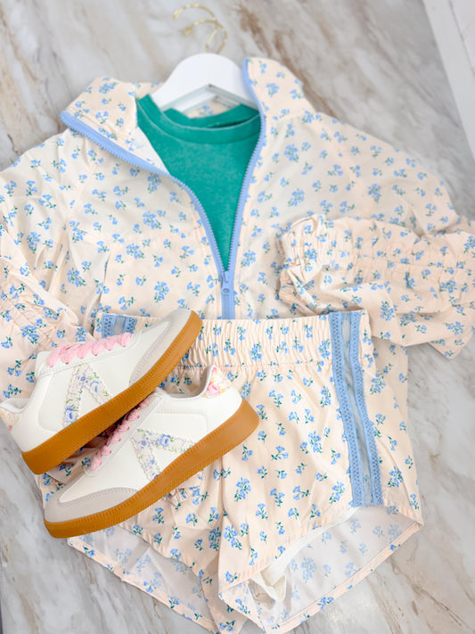 Floral Print Windbreaker Shorts