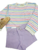 Multi Color Stripe Loose Fit Sweater