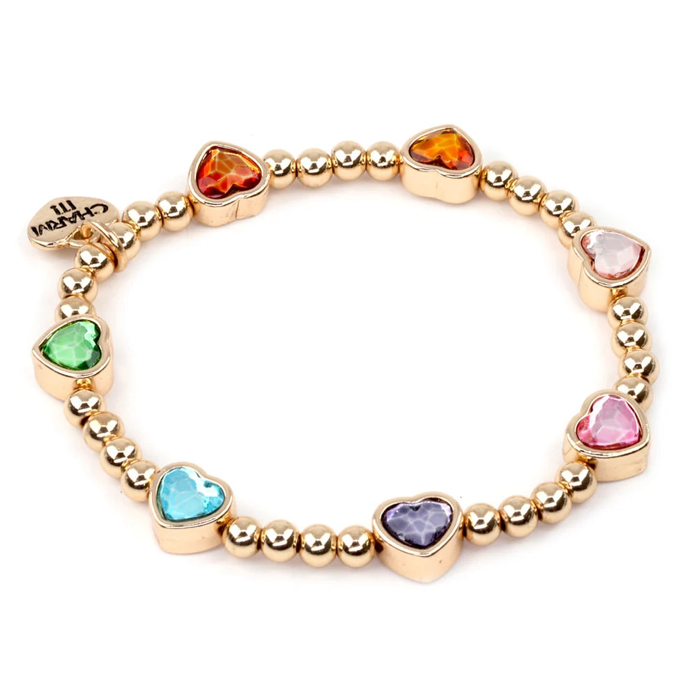 CHARM GOLD SPARKLE HEARTS BRACELET
