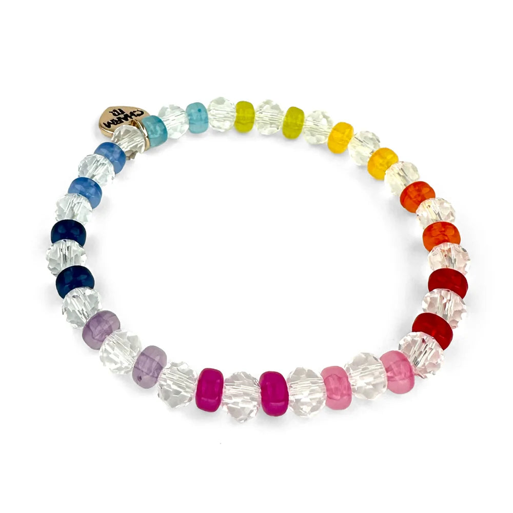 CHARM IT FACETED CLEAR RAINBOW STRETCH BRACELET