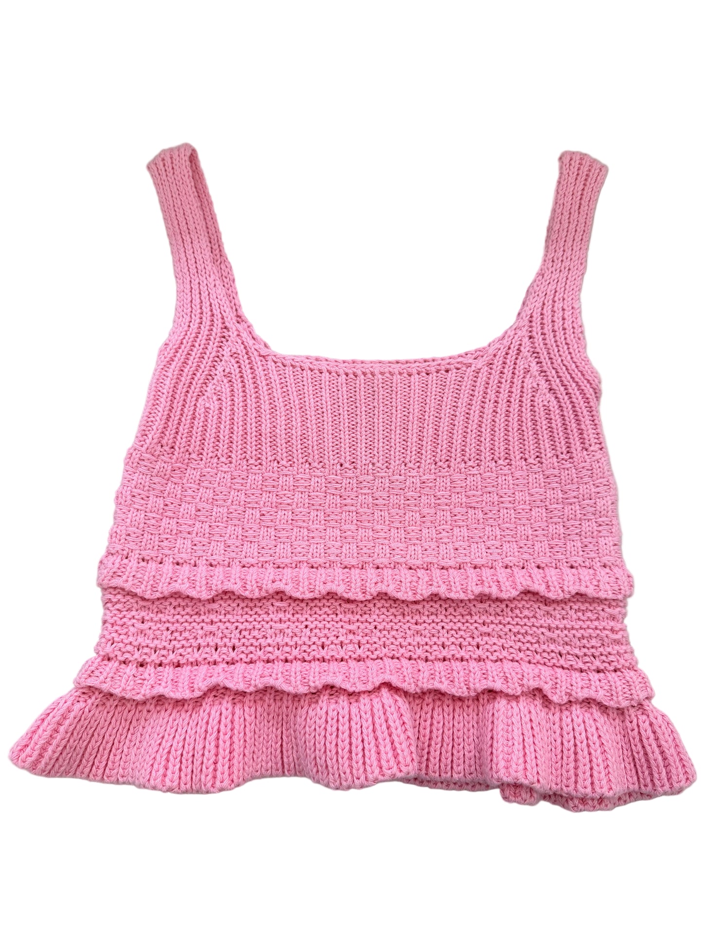 Ruffle Detail Crochet Knitted Tank Top