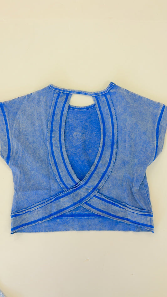 Girls Open Tulip Back Washed Knit Tee