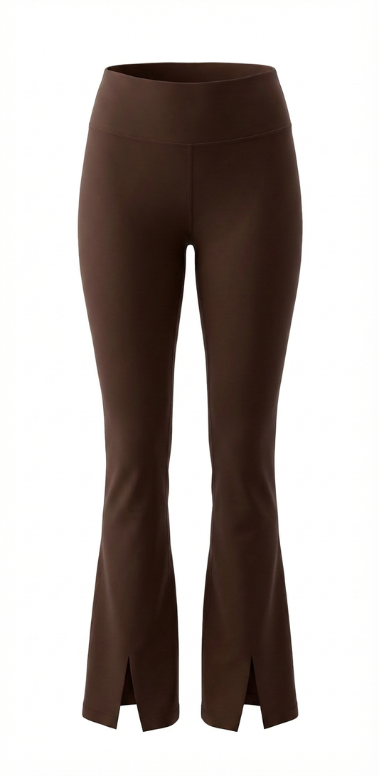 Adele Split Flare Leggings Brown