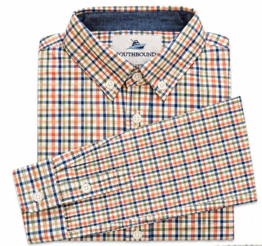 Youth LS Dress Shirts - Orange/Navy/Army Green/Oatmeal