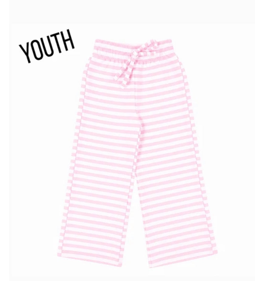 Girls Lulu Mac Striped Pants - Light Pink
