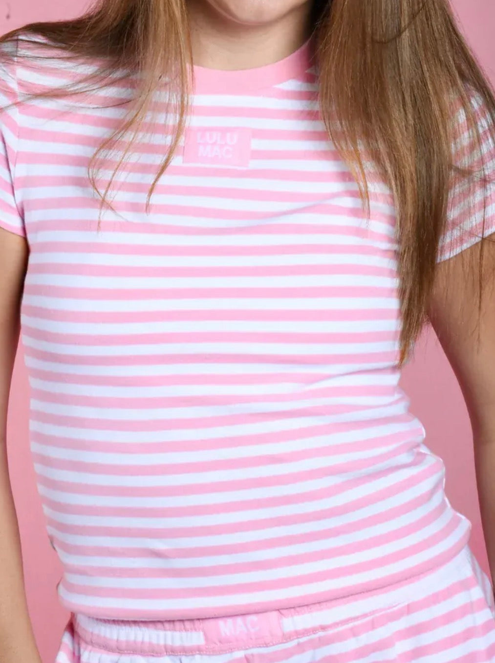 Youth Lulu Mac Striped Baby Doll Tee - Light Pink