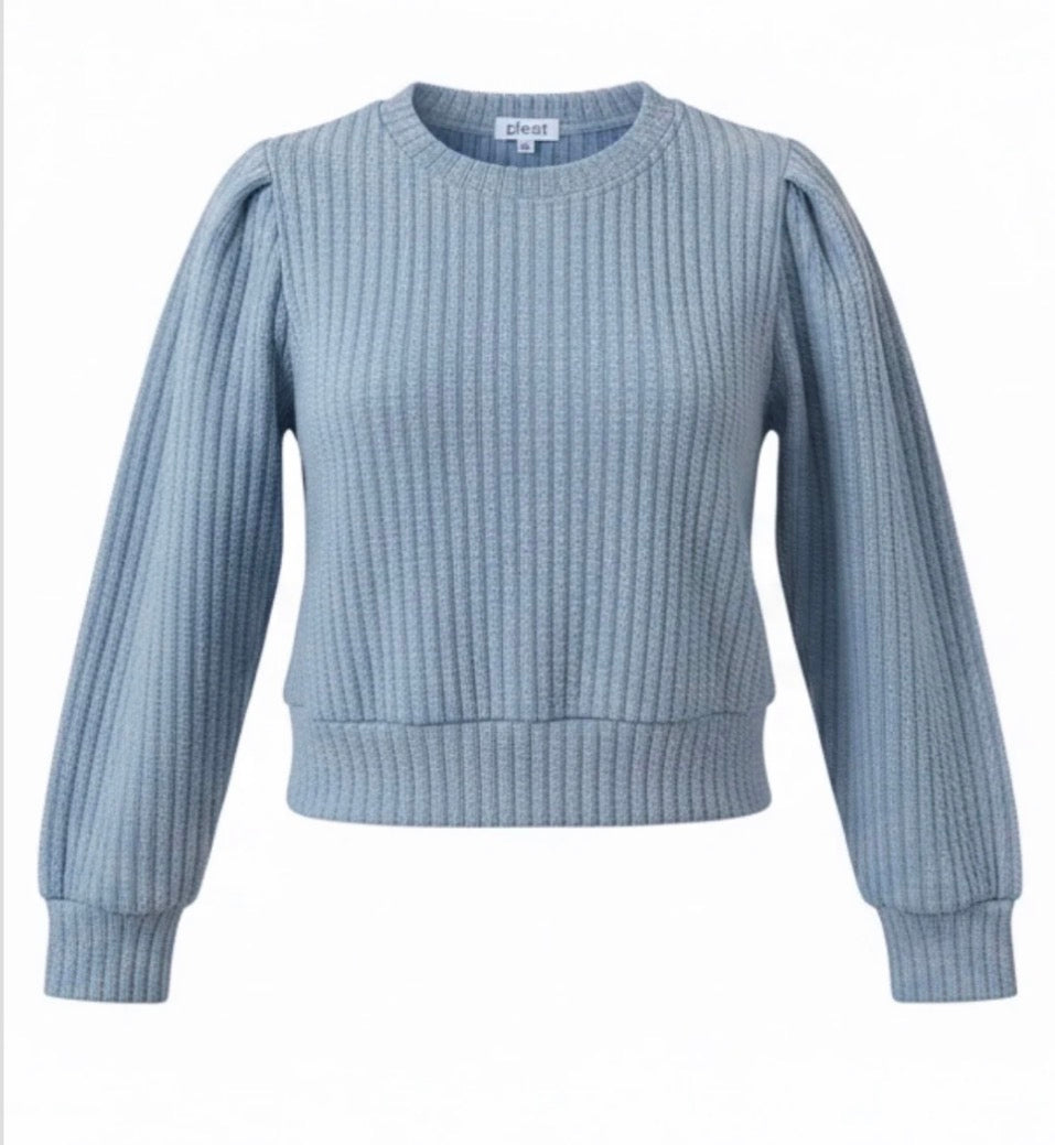 Jane Sweatshirt Textured French Blue