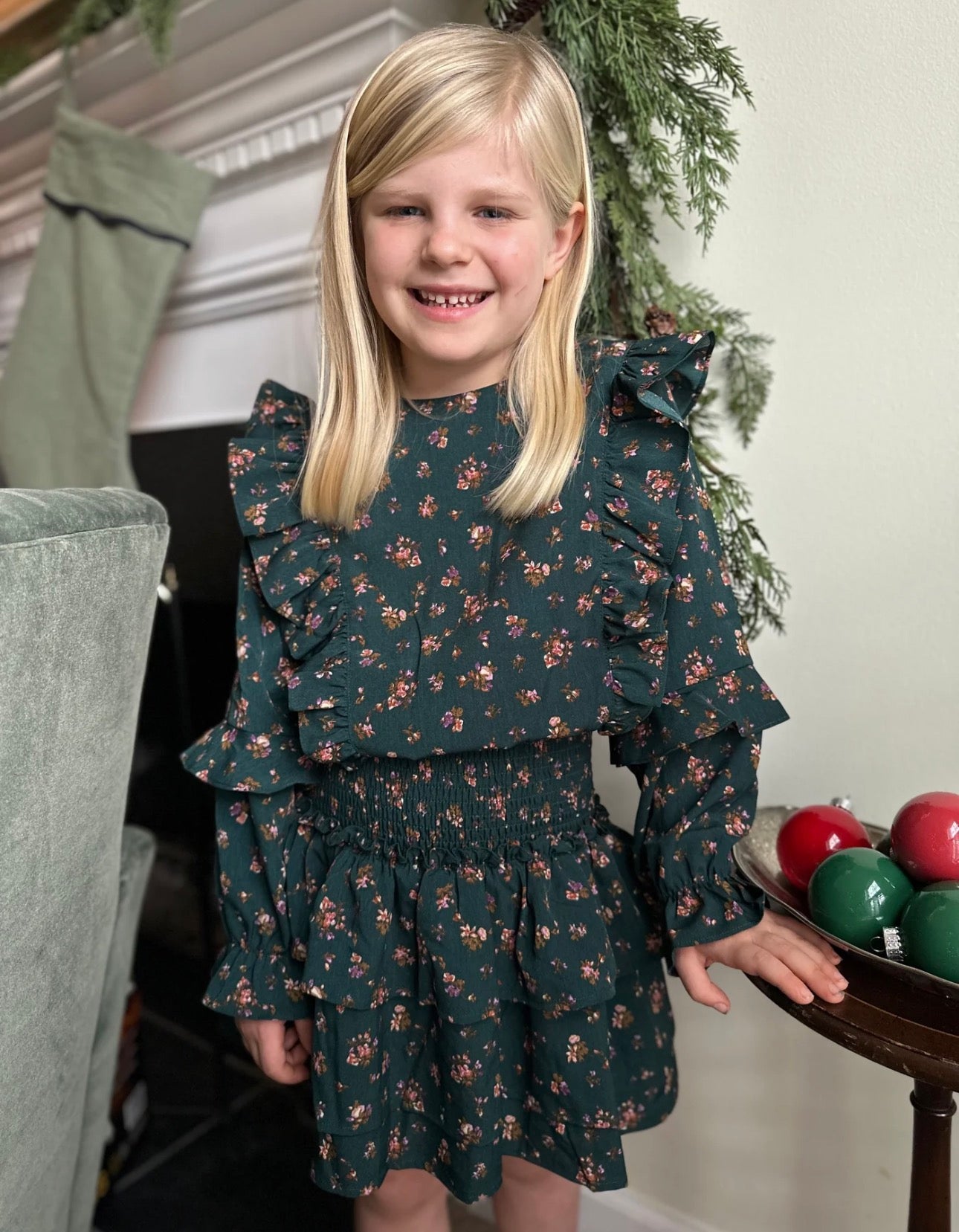 Charlie Dress Evergreen Vintage Floral