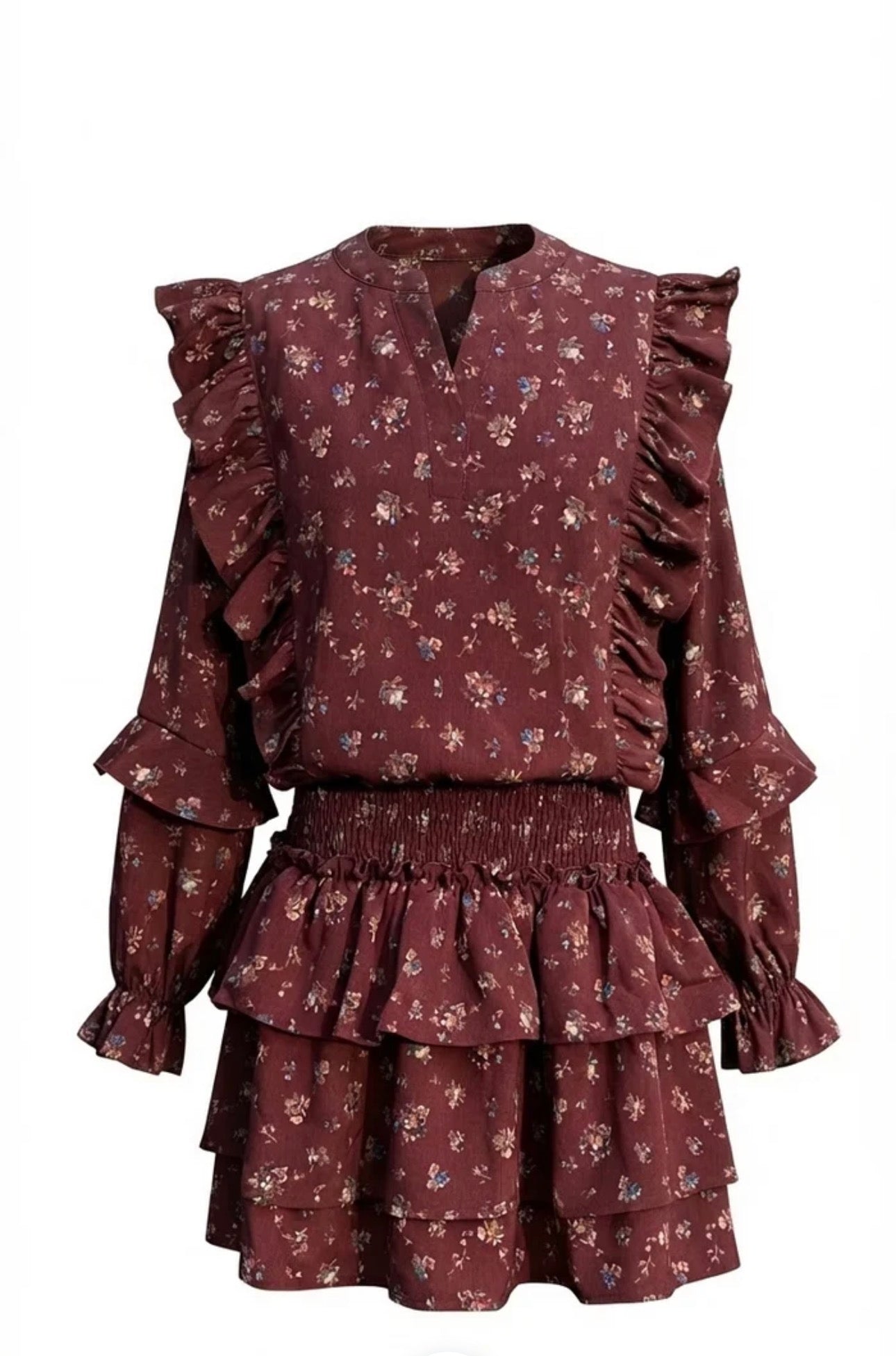 Campbell Dress Burgundy Vintage Floral