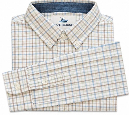Youth LS Dress Shirt - Brown/Blue/Green