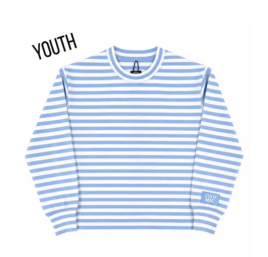 Youth Lulu Mac Striped Long Sleeve - Light Blue
