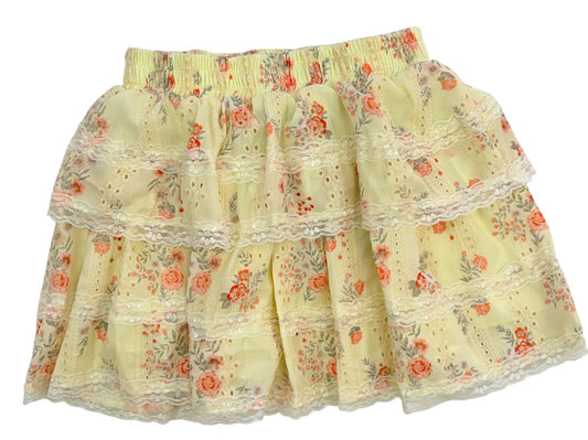Yellow Floral Lace Skirt