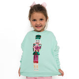 Kids Mint Metallic Nutcracker With Presents Sweatshirt