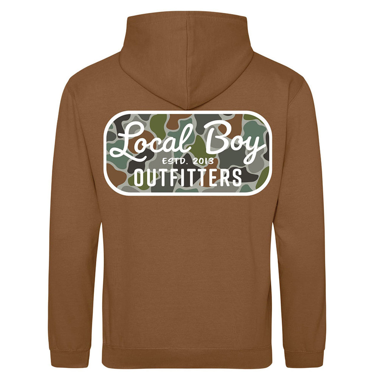 Mens Retro Patch Hoodie- Caramel Toffe