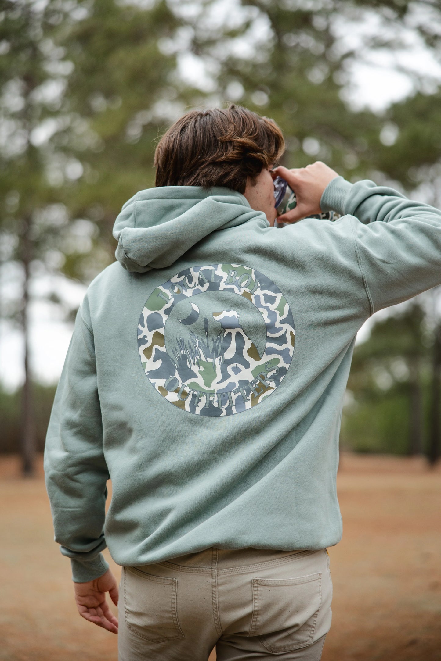 Mens Localflage Hoodie- Dusty Green