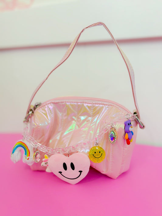 Light Pink Plush Link Charm Bag