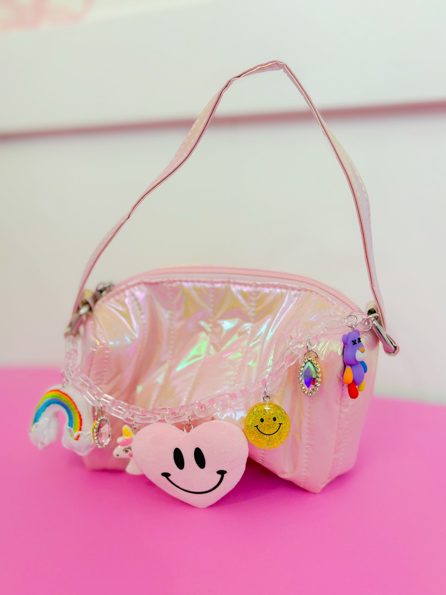 Light Pink Plush Link Charm Bag