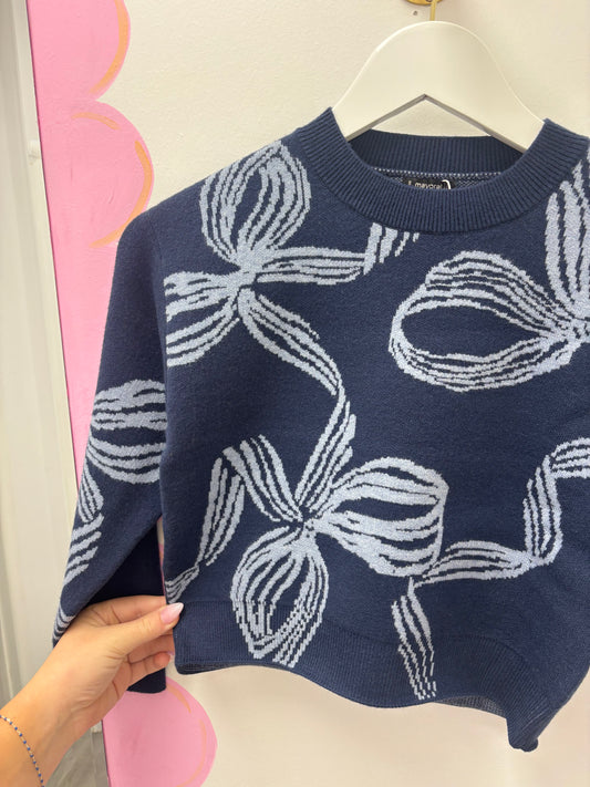 Bow Detail Sweater - Navy