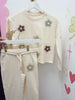 Rhinestone Flowers Sweatshirt/Pant Set
