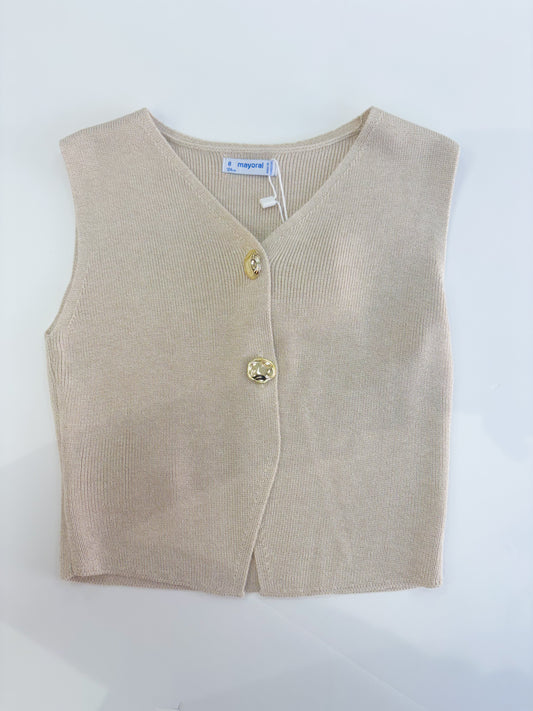 Tan Knit Top with Gold Details