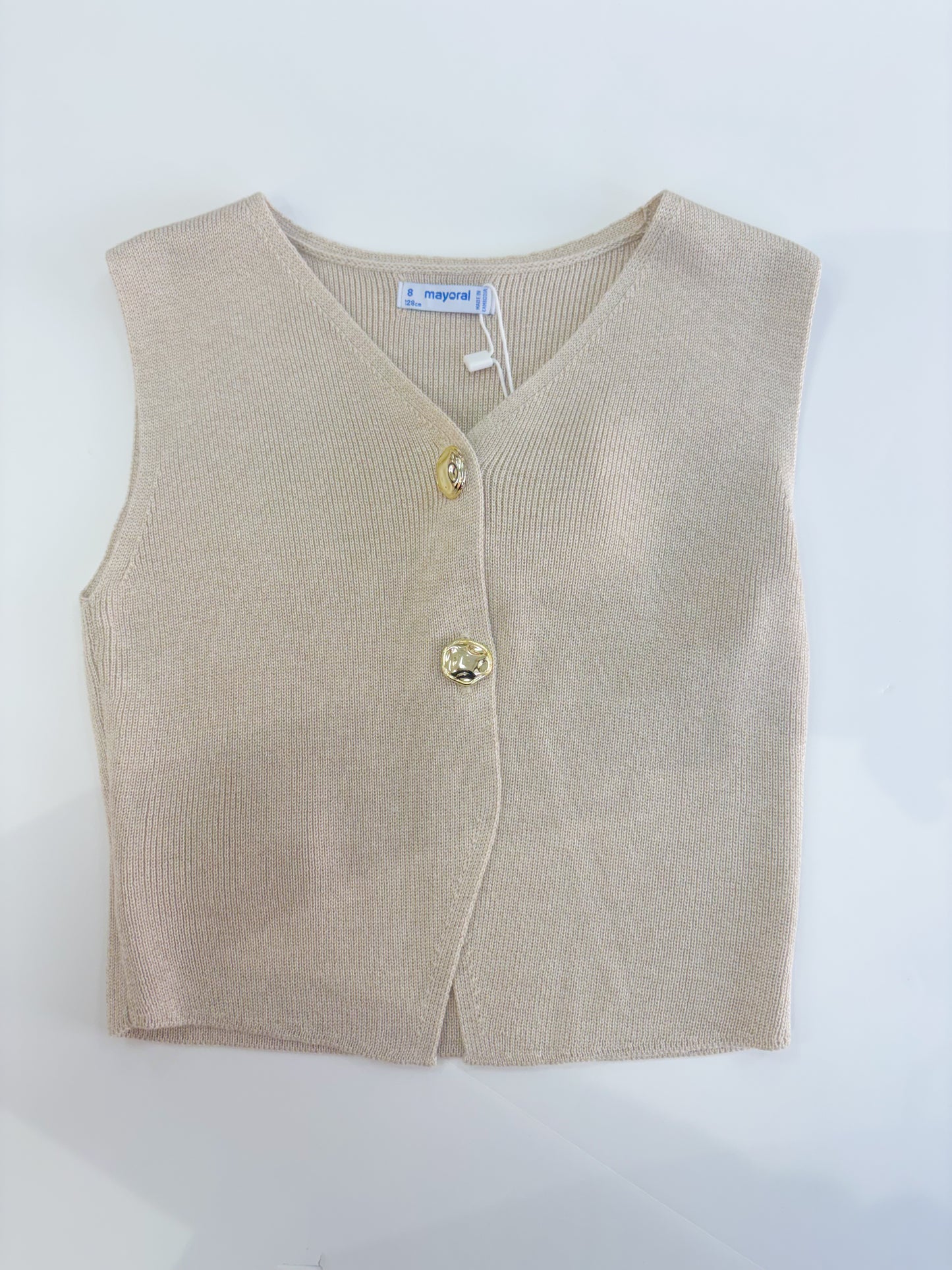 Tan Knit Top with Gold Details