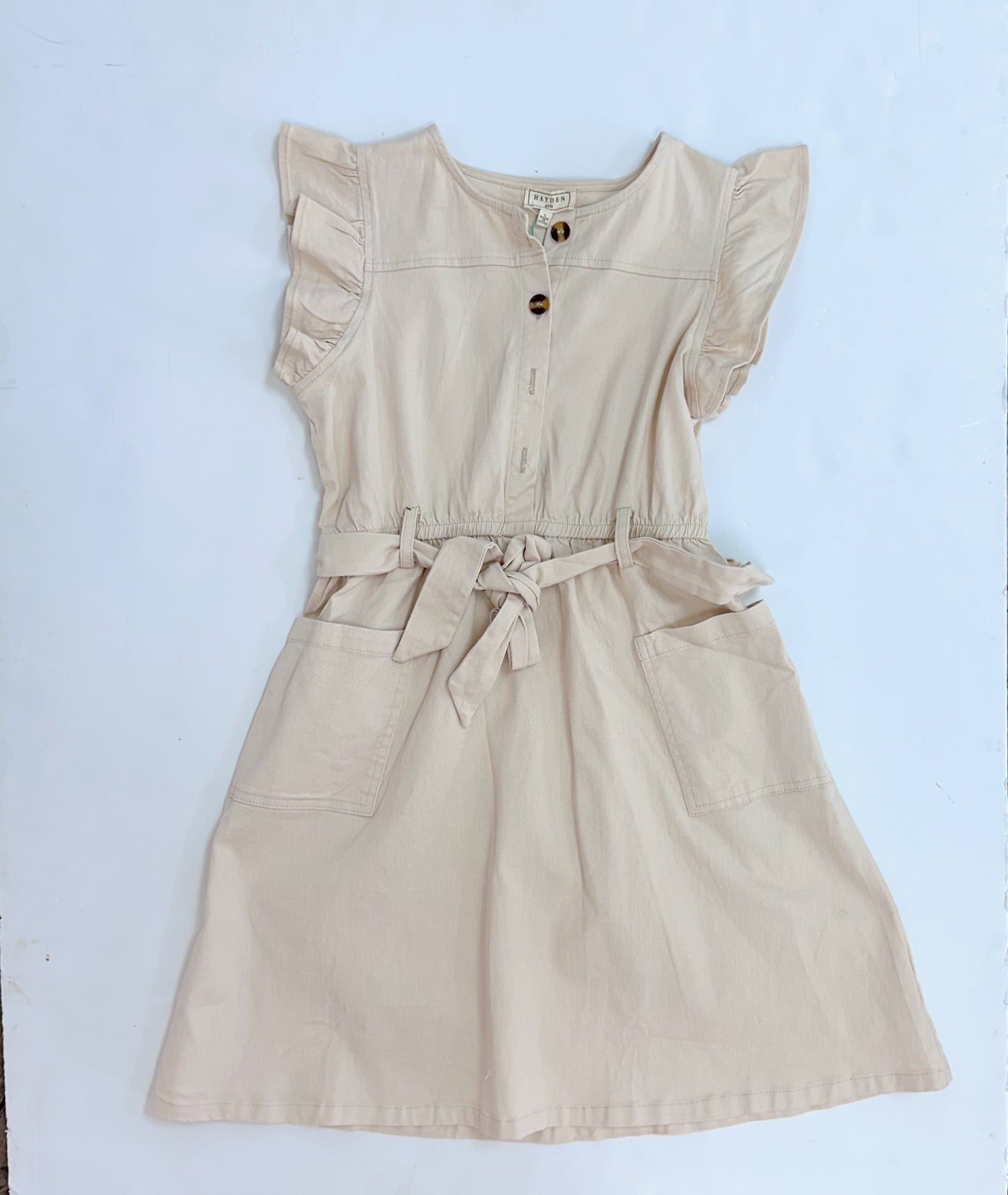 Khaki Ruffle Sleeve Dress