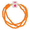 3 strand bracelet with cube enamel heart