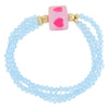 3 strand bracelet with cube enamel heart