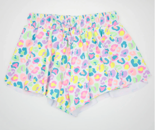 Neon Leopard Butterfly Flowy Short