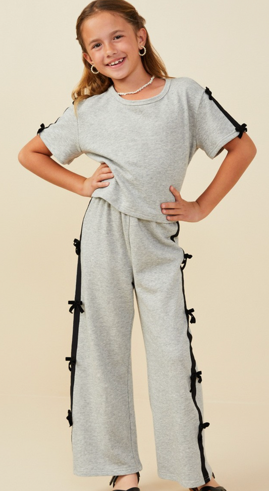 Heather Grey Bow Set