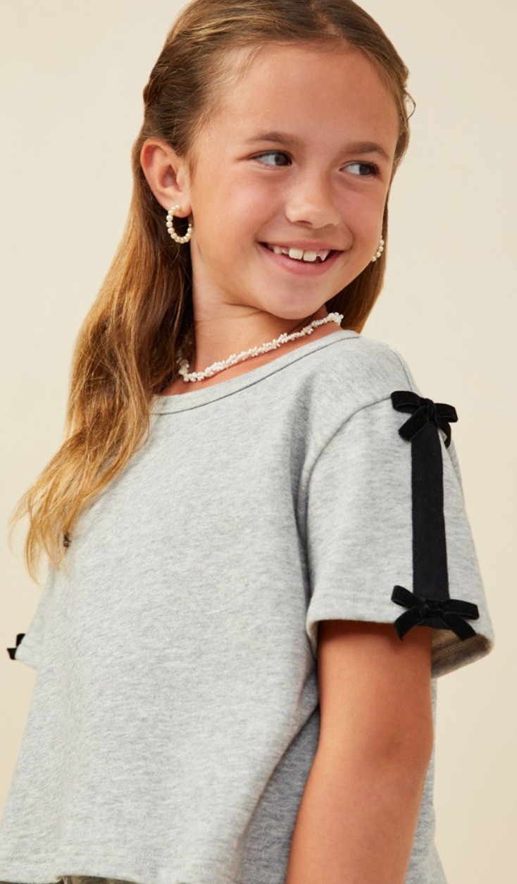 Heather Grey Bow Set