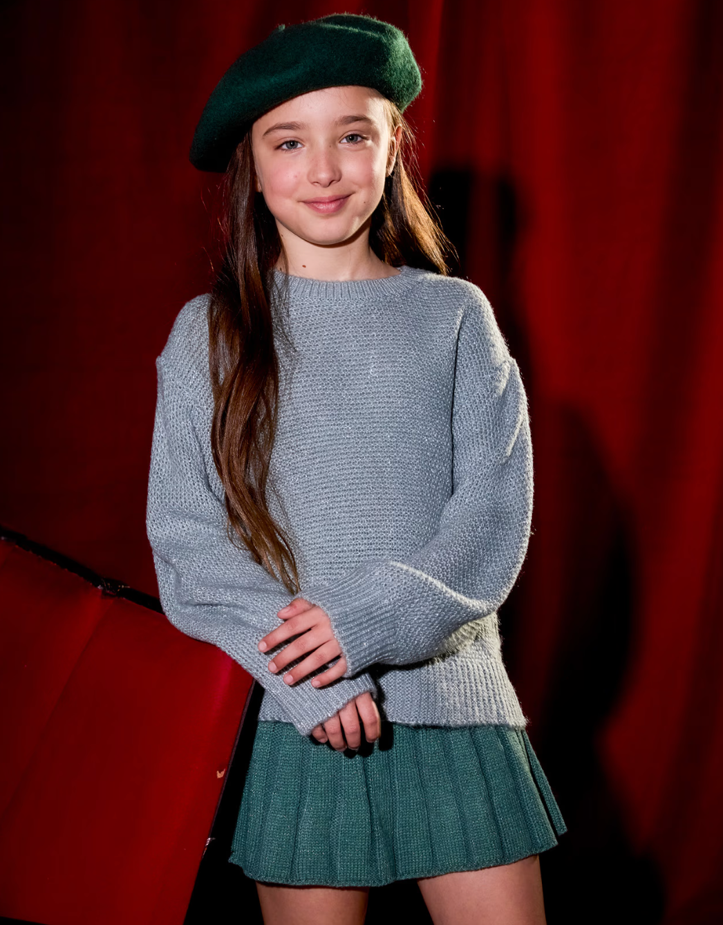 Girl Metallic Knit Sweater